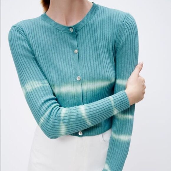 ZARA tie dye long sleeve button down cardigan - Picture 2 of 7